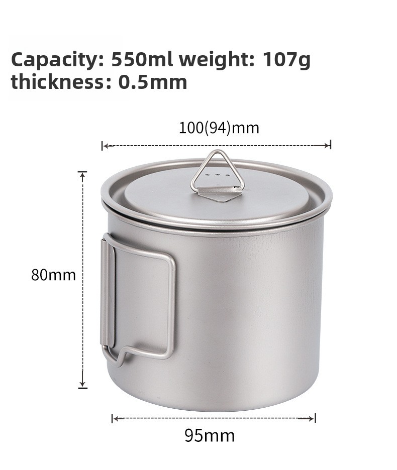 Pure Outdoor Camping Tableware Titanium Water Coffee Cup Mug Single Layer Foldable Boilable Lightweight Portable_voghion.com