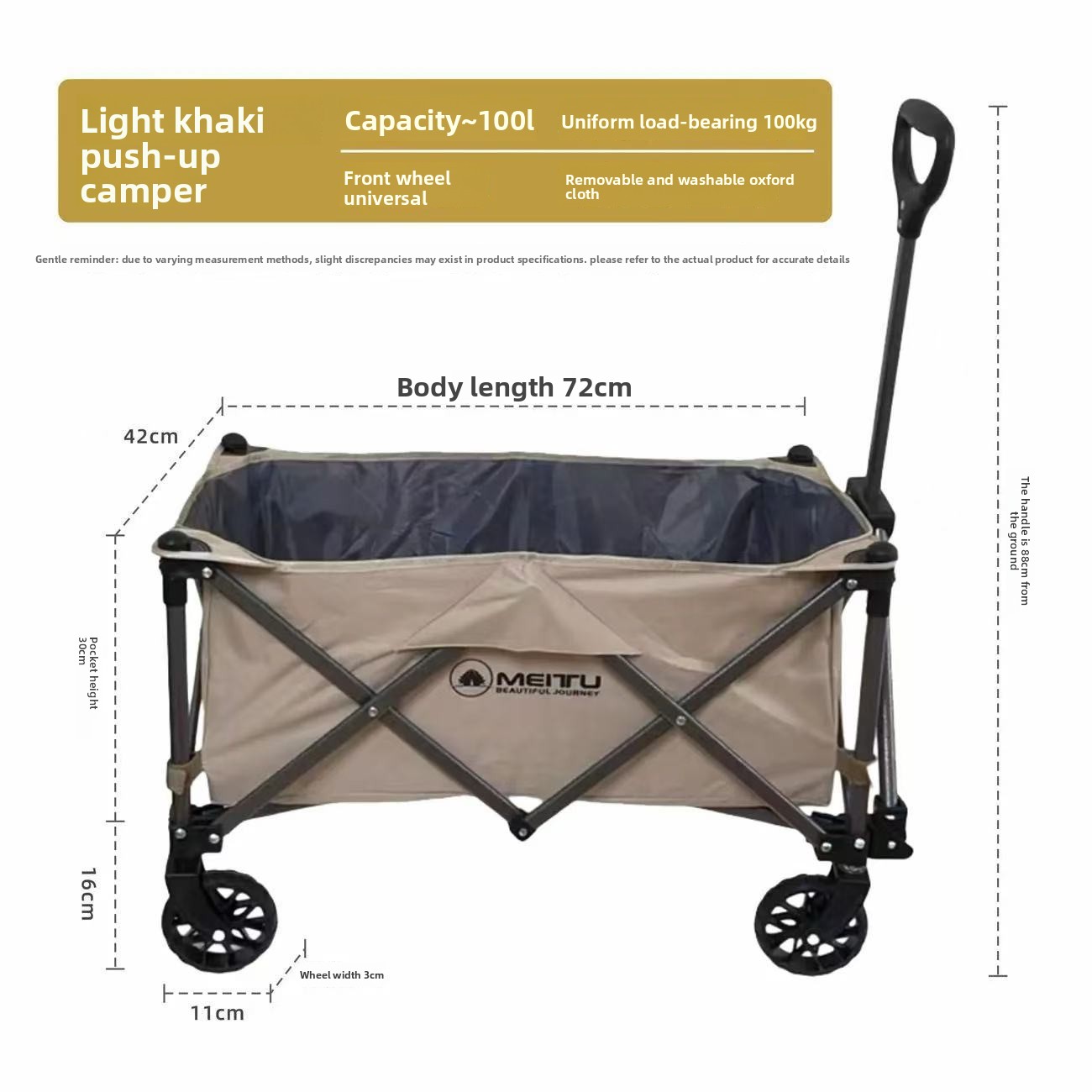 Chariot de camping pliable et léger pour courses et extérieur_voghion.com
