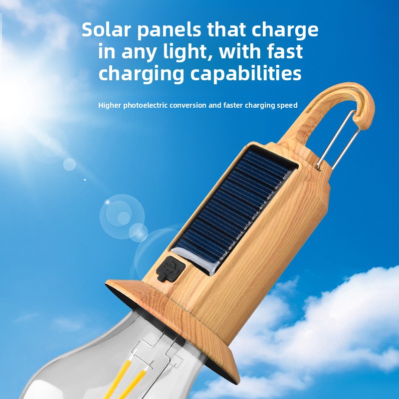 Outdoor Solar Light Portable Vintage Camping Bulb Rechargeable_voghion.com