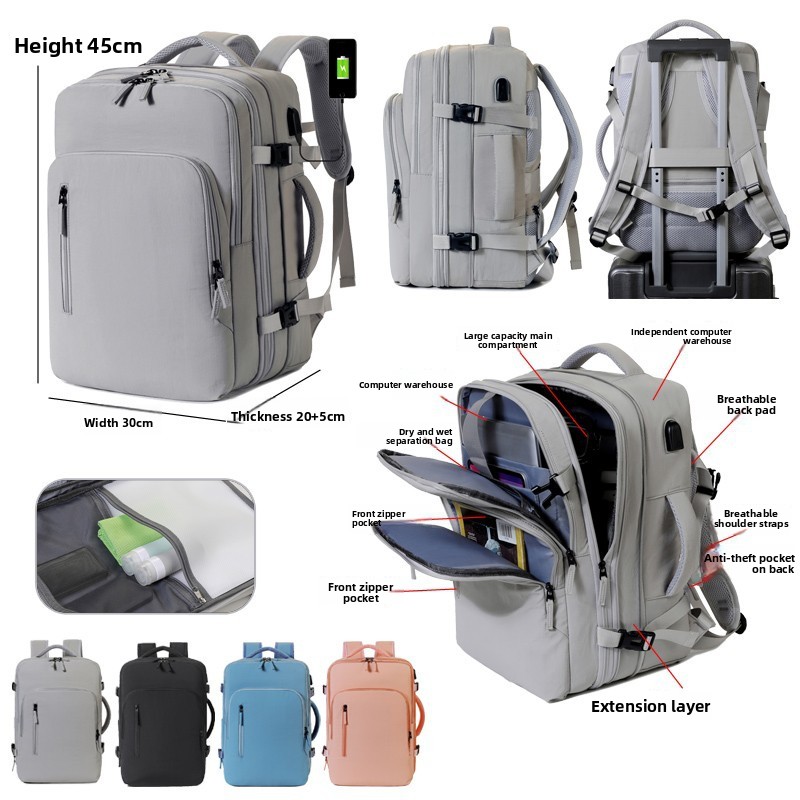 Nieuwe, eenvoudige en uitbreidbare rugzak voor zakenreizen, multifunctionele en handige laptoprugzak voor op reis_voghion.com