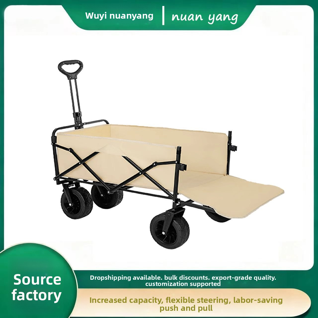 Outdoor Foldable Camping Portable Small Trolley, Picnic Hand-pulled Trailer, Stall Cart, Delivery Cart_voghion.com