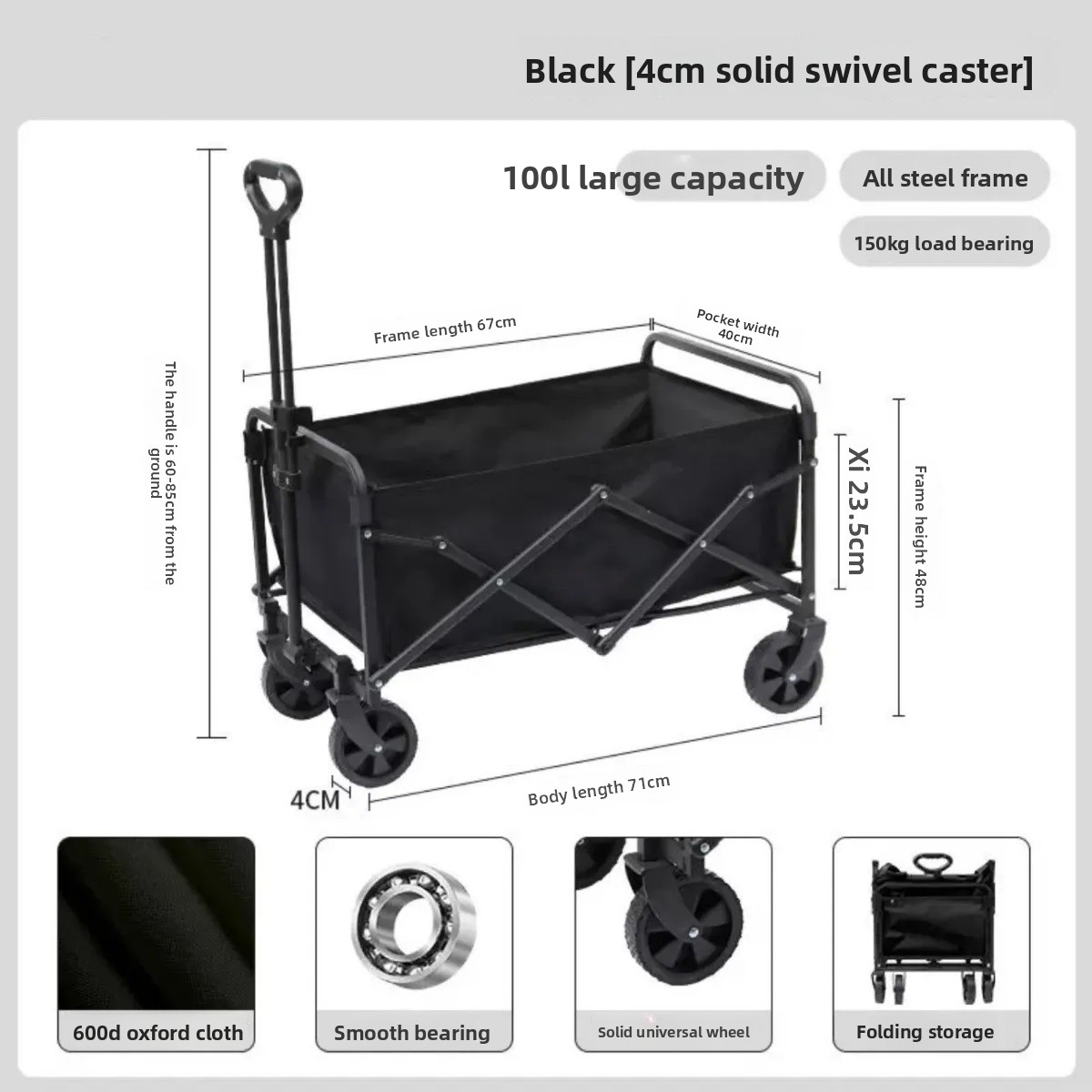 Outdoor Handcart, Camping Picnic Cart, Small Trailer, Off-road Foldable And Portable_voghion.com