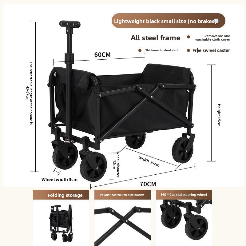 Camping Street Vending, Small Carrying Goods, Special Picking Up Packages, Foldable Handcart For Campsites, Outdoor_voghion.com