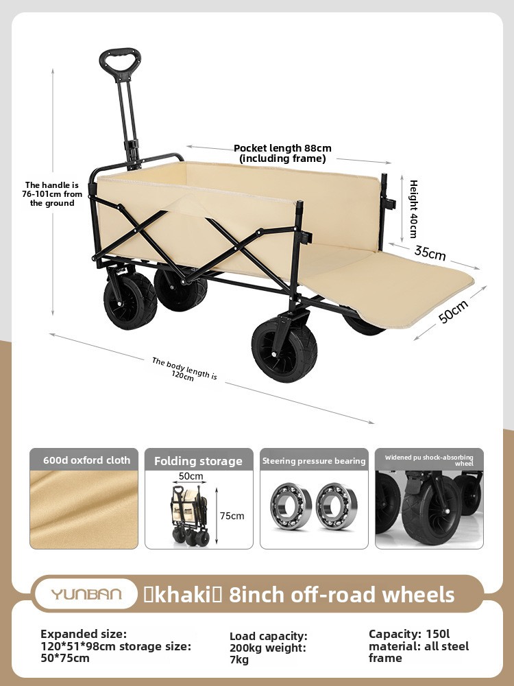 Foldable Camping Trolley For Picnic And Outdoor Transport_voghion.com