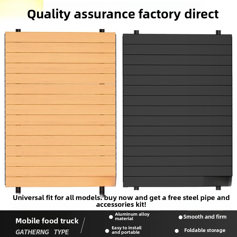 Portable Table With Cover, Trolley, Hand-pulled Cart, Aluminum Alloy Folding Tabletop For Outdoor Camping And Picnics_voghion.com