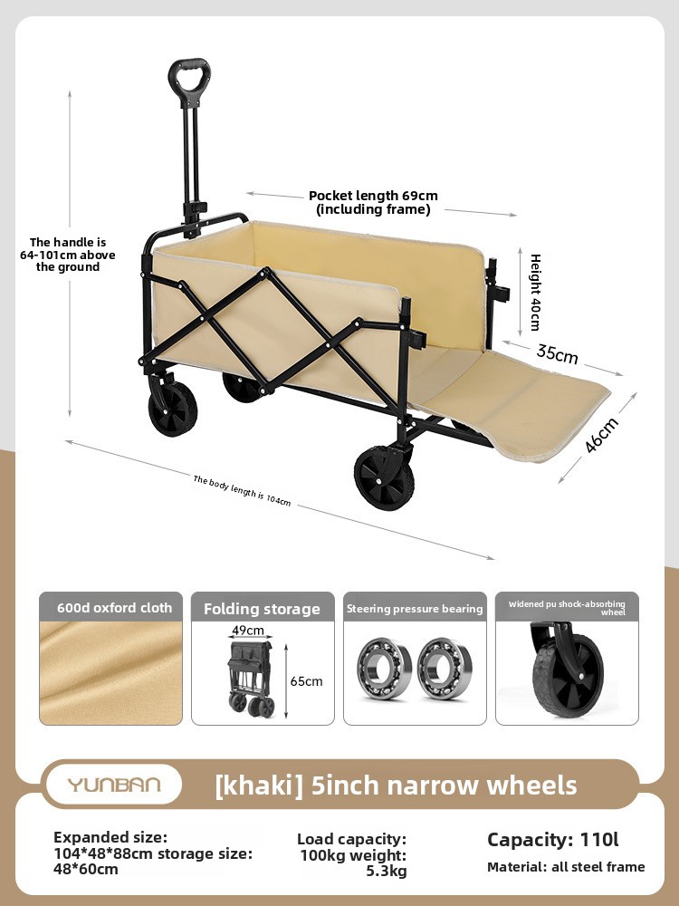 Foldable Camping Trolley For Picnic And Outdoor Transport_voghion.com
