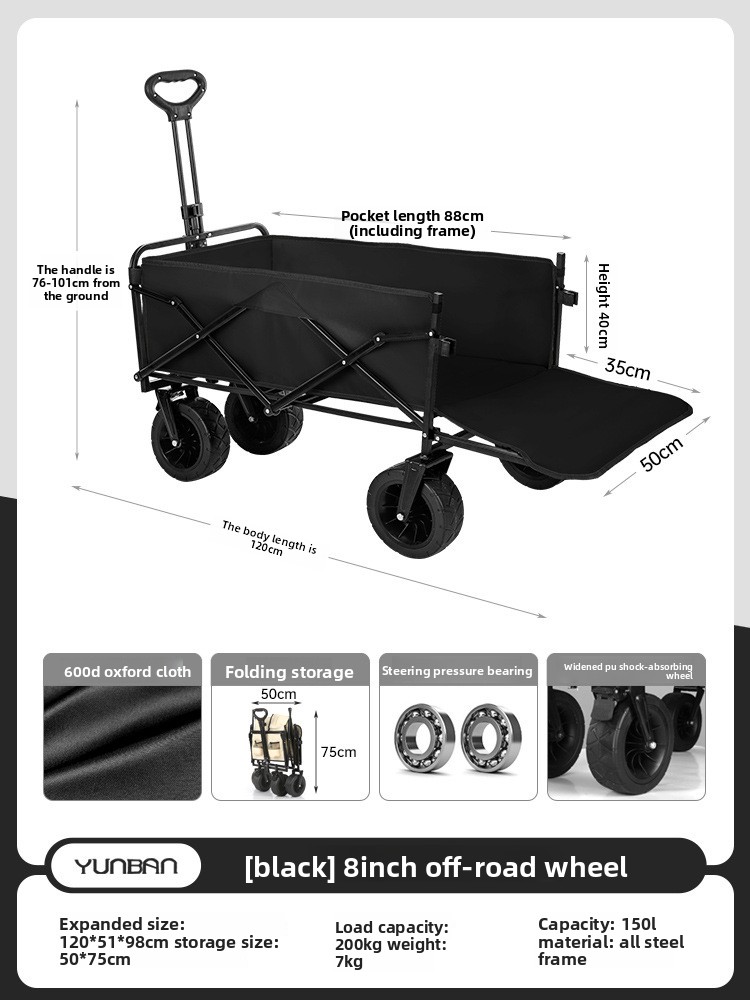 Foldable Camping Trolley For Picnic And Outdoor Transport_voghion.com