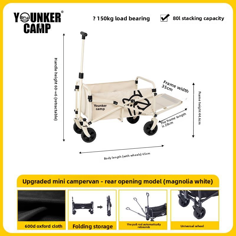 Yingke Outdoor Foldable Camp Picnic Trailer Camping Hand Pull Rod Small Push Cart_voghion.com