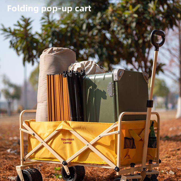 Yingke Outdoor Foldable Camp Picnic Trailer Camping Hand Pull Rod Small Push Cart_voghion.com