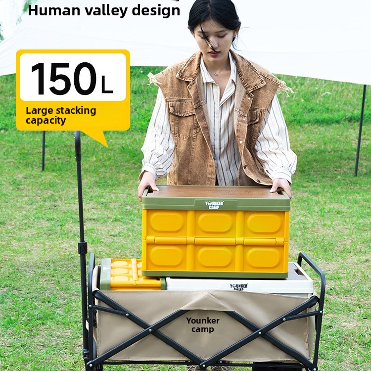 Yingke Outdoor Foldable Camp Picnic Trailer Camping Hand Pull Rod Small Push Cart_voghion.com