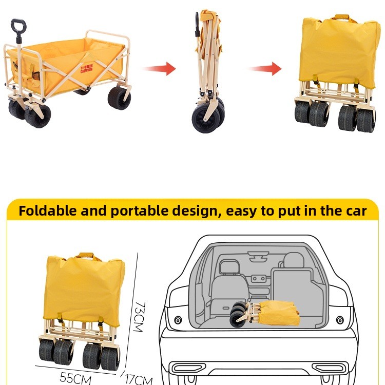Yingke Outdoor Foldable Camp Picnic Trailer Camping Hand Pull Rod Small Push Cart_voghion.com