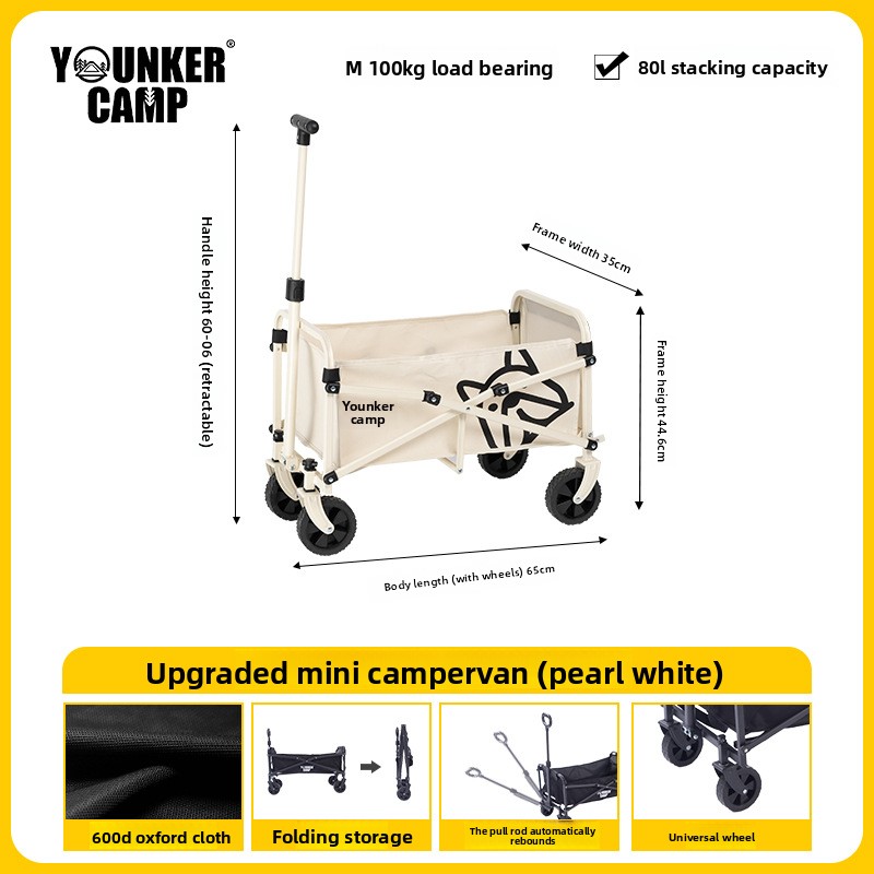 Yingke Outdoor Foldable Camp Picnic Trailer Camping Hand Pull Rod Small Push Cart_voghion.com