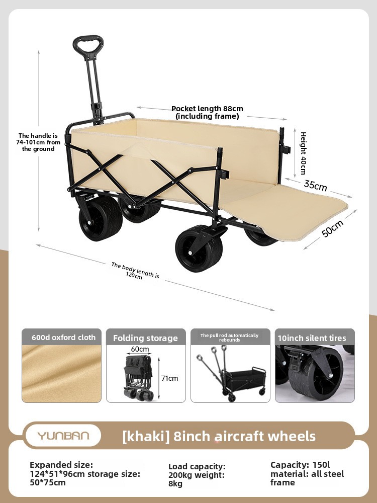 Foldable Camping Trolley For Picnic And Outdoor Transport_voghion.com