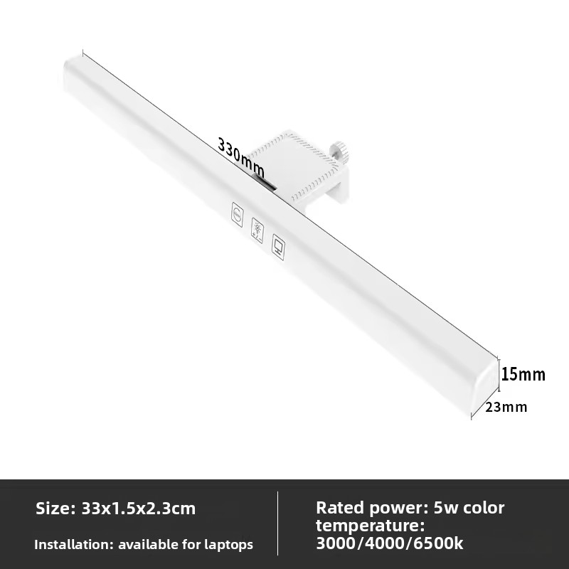 Luminária de LED assimétrica para leitura em computador, monitor inteligente de escritório com proteção ocular e design de preenchimento de tela._voghion.com