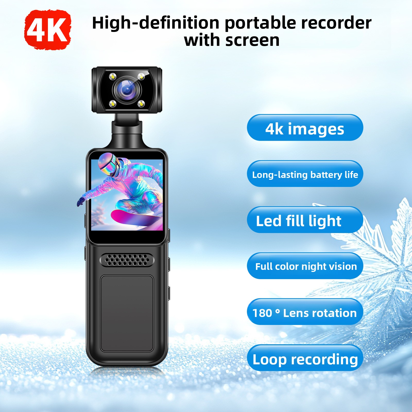 M12 Pocket Camera Portable Law Enforcement Device With Back Clip, Sports Camera, Handheld Recorder, Cycling Recorder_voghion.com