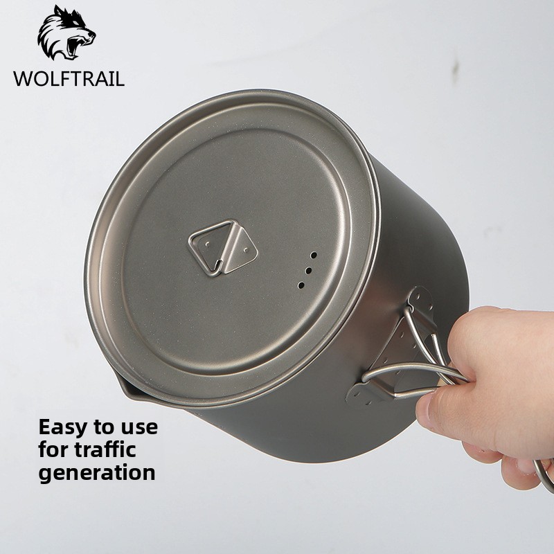 900ML Outdoor Camping Tableware Titanium With Spout Can Boil Water Foldable Cup_voghion.com