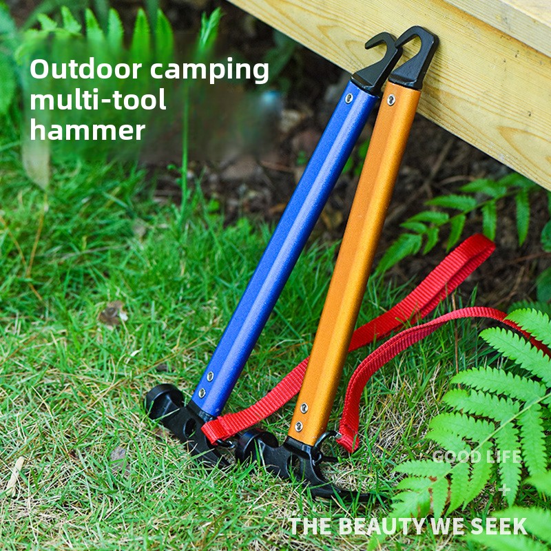 Extractor de estacas para toldos con mango de aleación de aluminio para exteriores, martillo multifuncional para senderismo y acampada._voghion.com