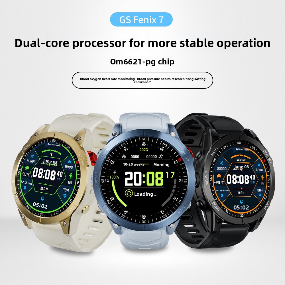 Reloj deportivo de moda con esfera dinámica 3D, llamadas de voz, pago sin conexión NFC, reloj inteligente GS Fenix7._voghion.com