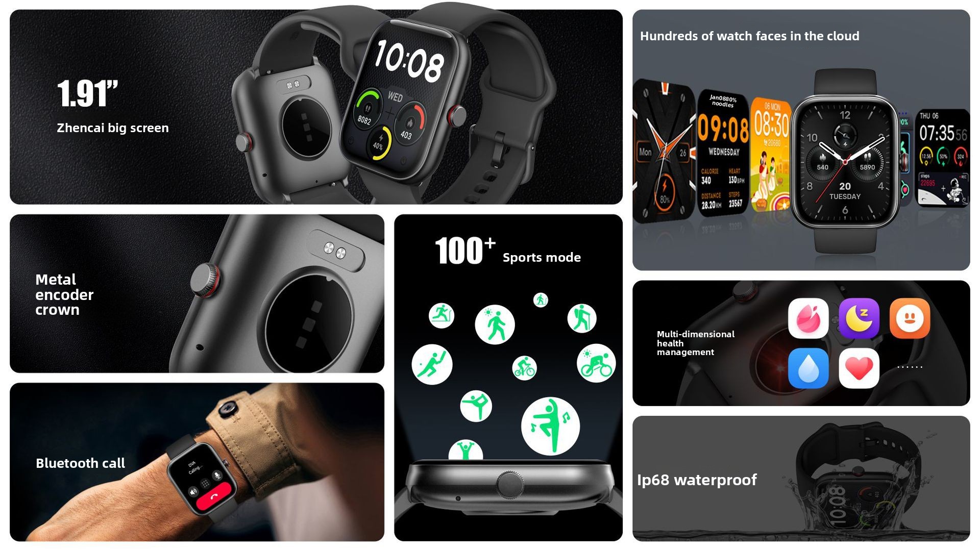 Montre connectée avec commande vocale alexa étanche ip68_voghion.com