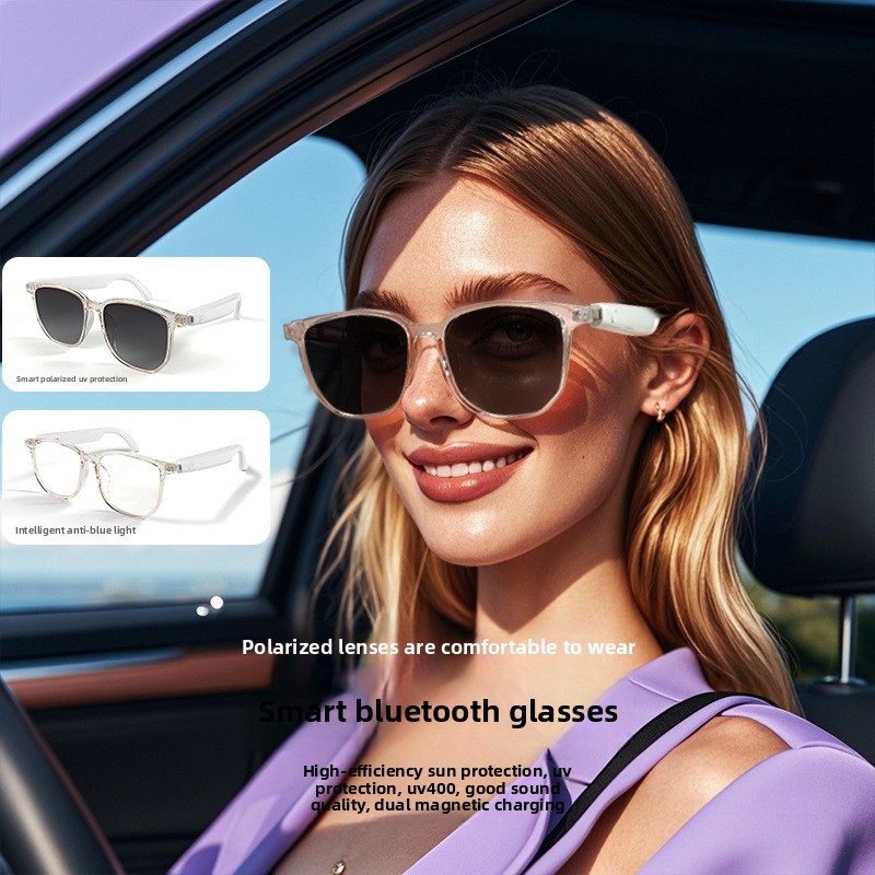 New Smart UV400 Anti-UV Blue Light Protection Music Playback Call Remote Control Photo Taking GS03 Bluetooth Glasses_voghion.com