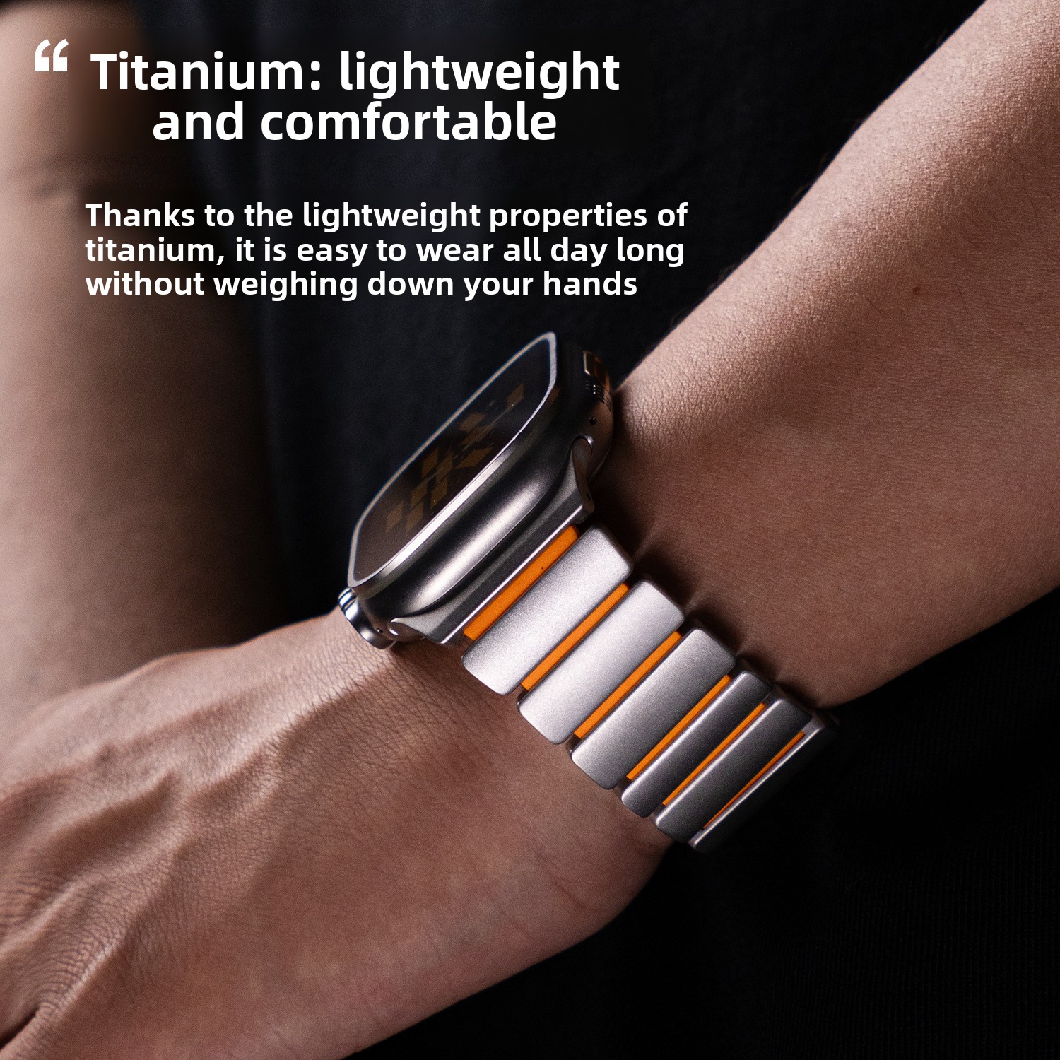 Titanium Metal And Silicone Magnetic Strap For Apple Watch Ultra_voghion.com