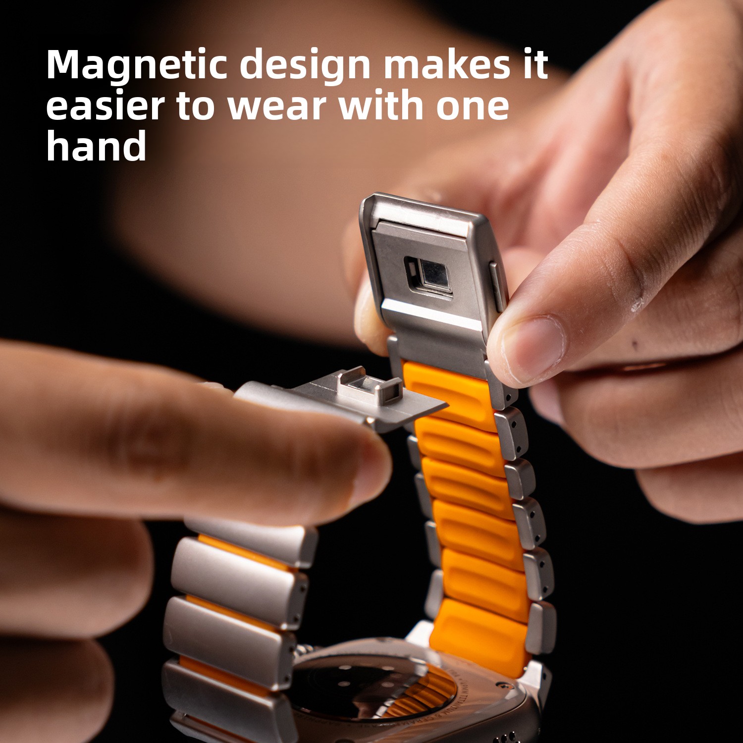 Titanium Metal And Silicone Magnetic Strap For Apple Watch Ultra_voghion.com