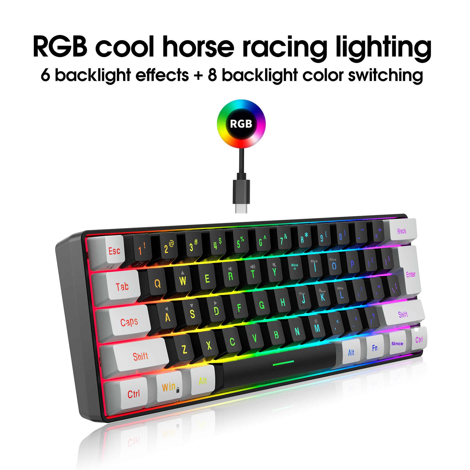 61-key Gaming Membrane Rgb Keyboard Portable Wired With Shortcuts_voghion.com