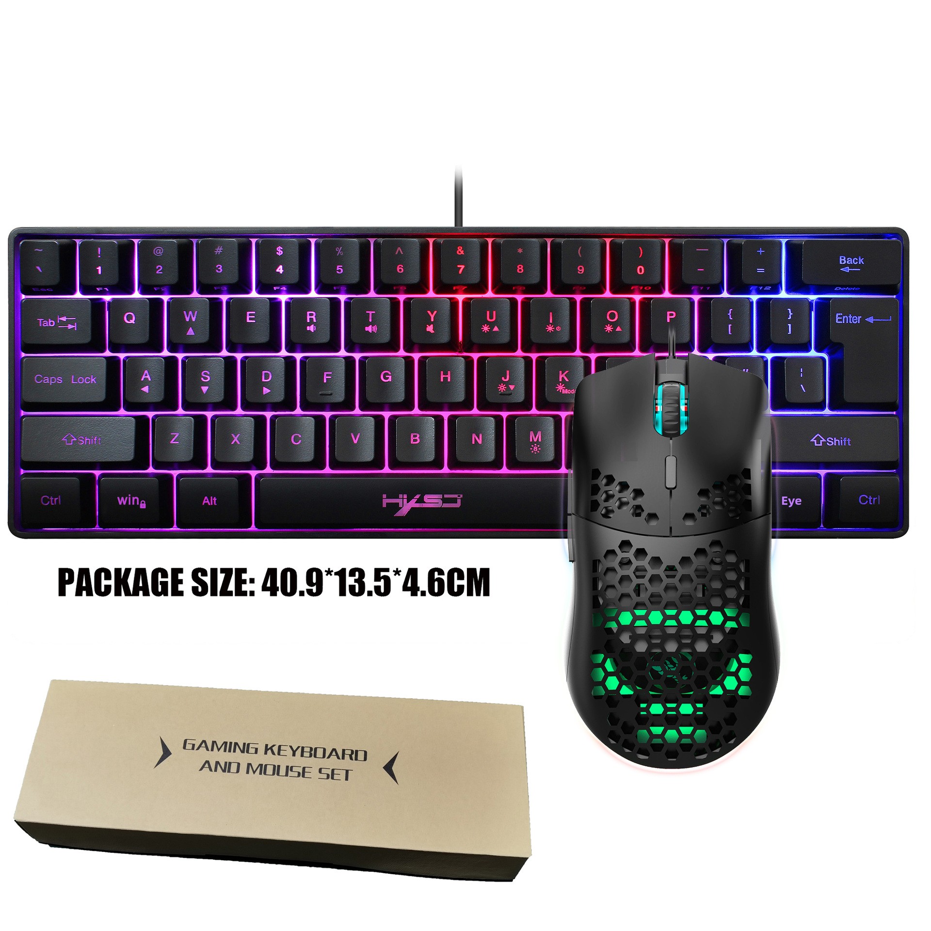 61-key Gaming Membrane Rgb Keyboard Portable Wired With Shortcuts_voghion.com