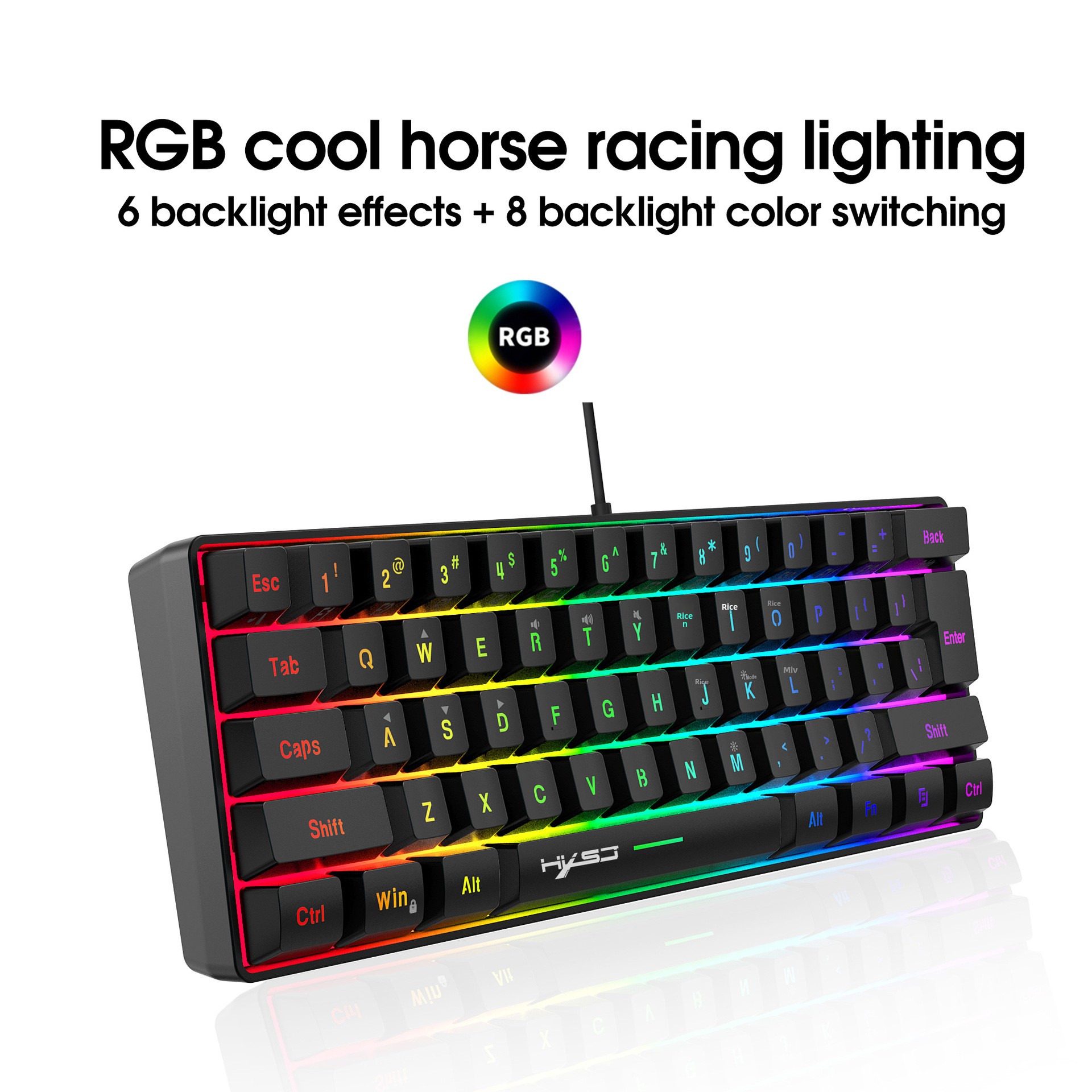 61-key Gaming Membrane RGB Lighting, Portable Wired Keyboard With Multiple Shortcut Key Combinations, Available For_voghion.com