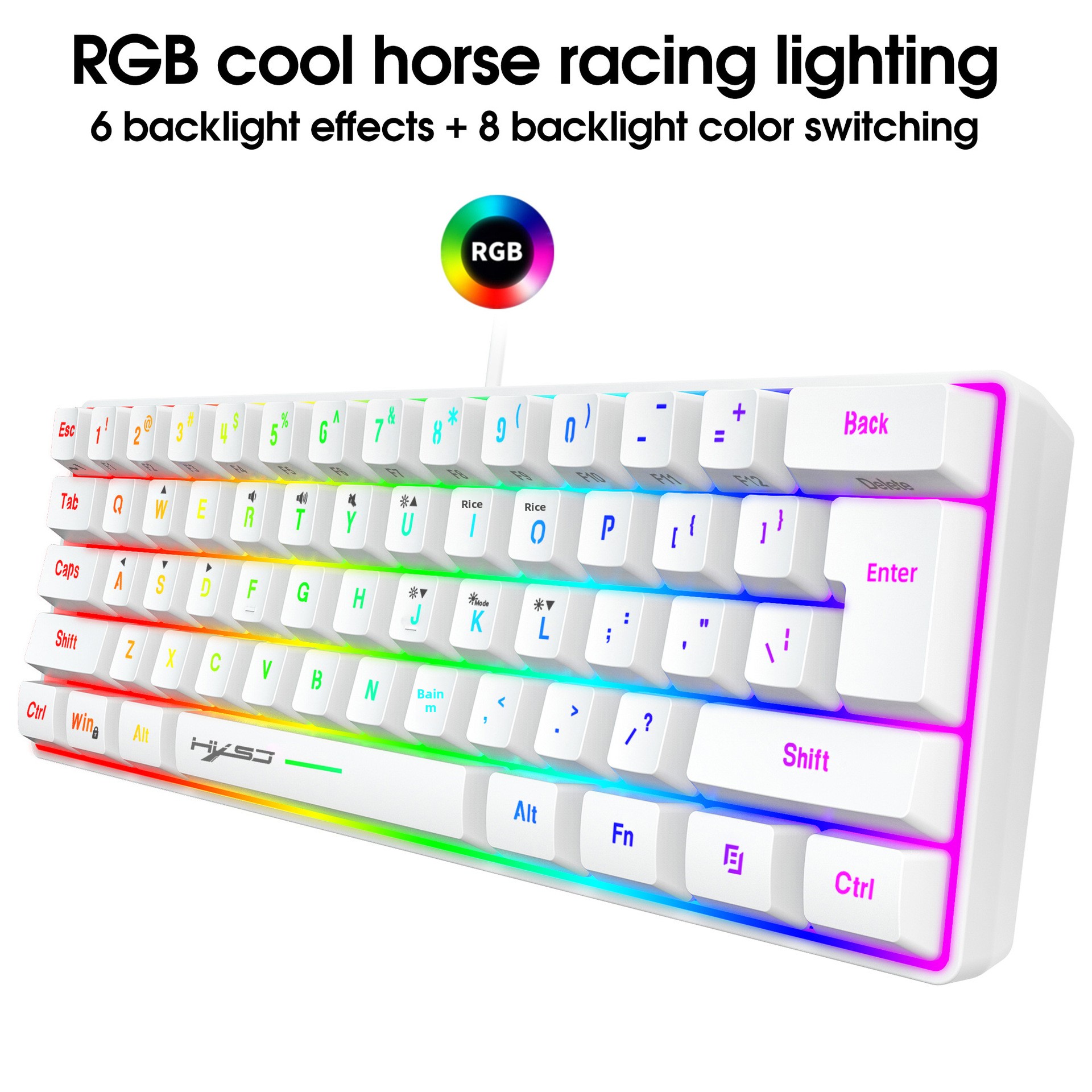 61-key Gaming Membrane Rgb Keyboard Portable Wired With Shortcuts_voghion.com