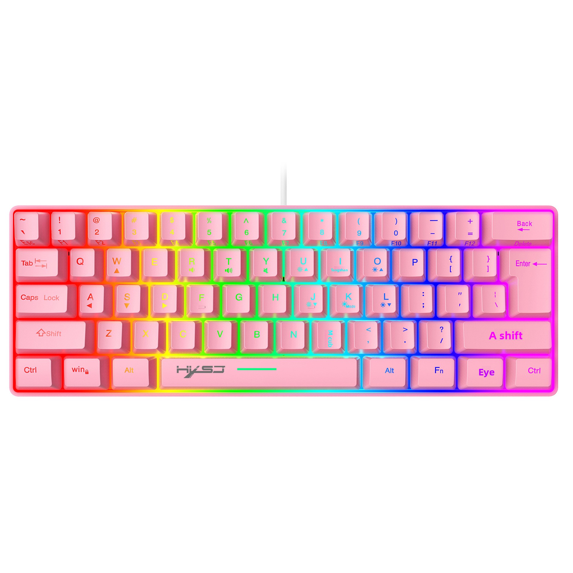 61-key Gaming Membrane Rgb Keyboard Portable Wired With Shortcuts_voghion.com