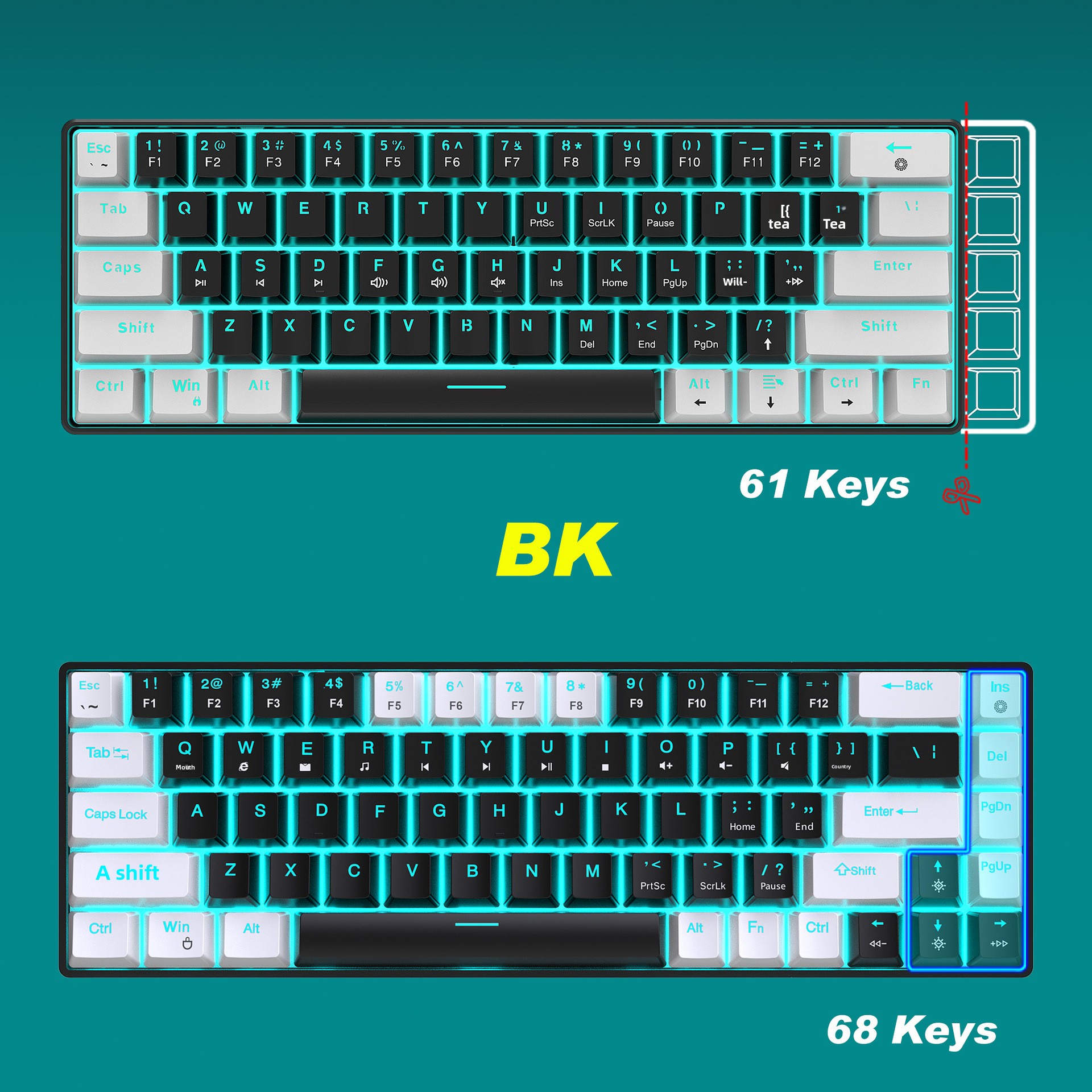 Mechanical 68-key Wired Gaming Keyboard With Ergonomic Design_voghion.com