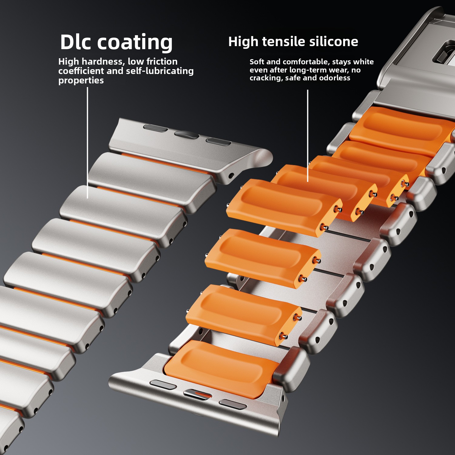 Titanium Metal And Silicone Magnetic Strap For Apple Watch Ultra_voghion.com