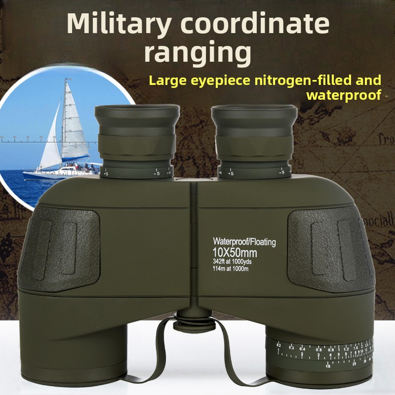 Krachtige verrekijker met hoge resolutie en nachtzicht, 10x50 coördinatenafstandsmeting, draagbaar, geschikt voor buiten, maritiem en militair gebruik._voghion.com