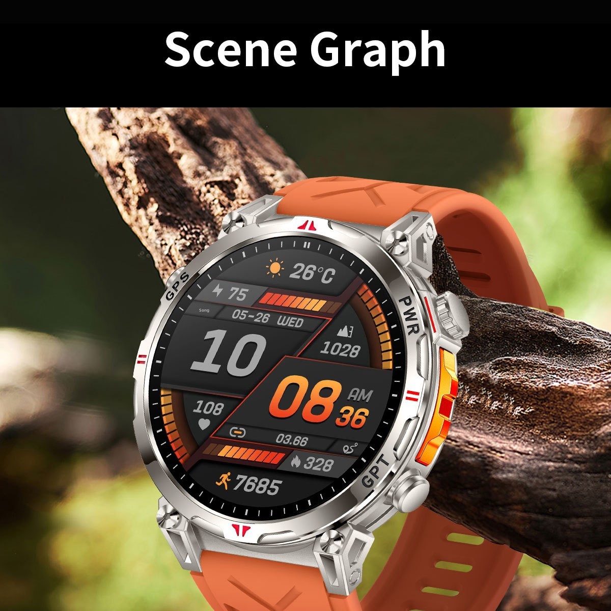 Smartwatch transfrontaliero KC93 con rilevamento della frequenza cardiaca, ossigenazione del sangue, bussola, impermeabile, chiamate Bluetooth e posizionamento GPS._voghion.com