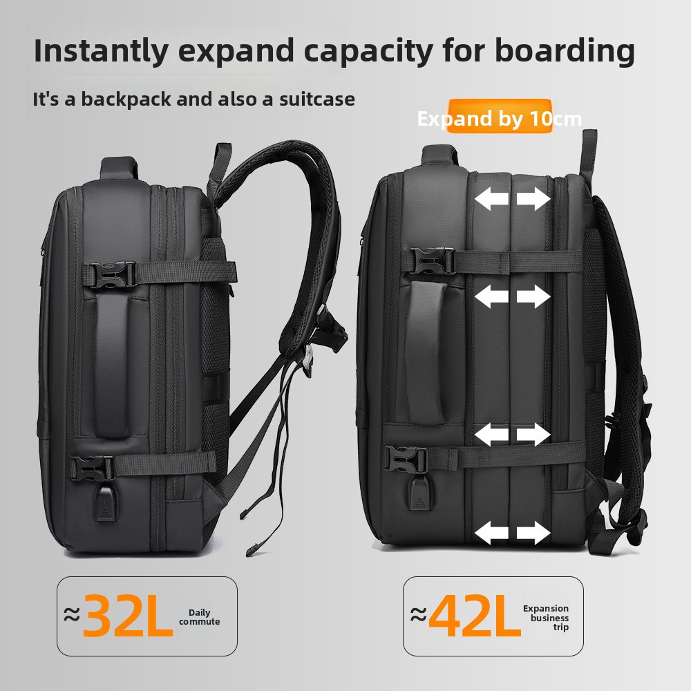 Großer Business-Rucksack mit Zahlenschloss für Herren, Laptopfach mit erweiterbarem Stauraum, hochwertige Verarbeitung, leicht_voghion.com