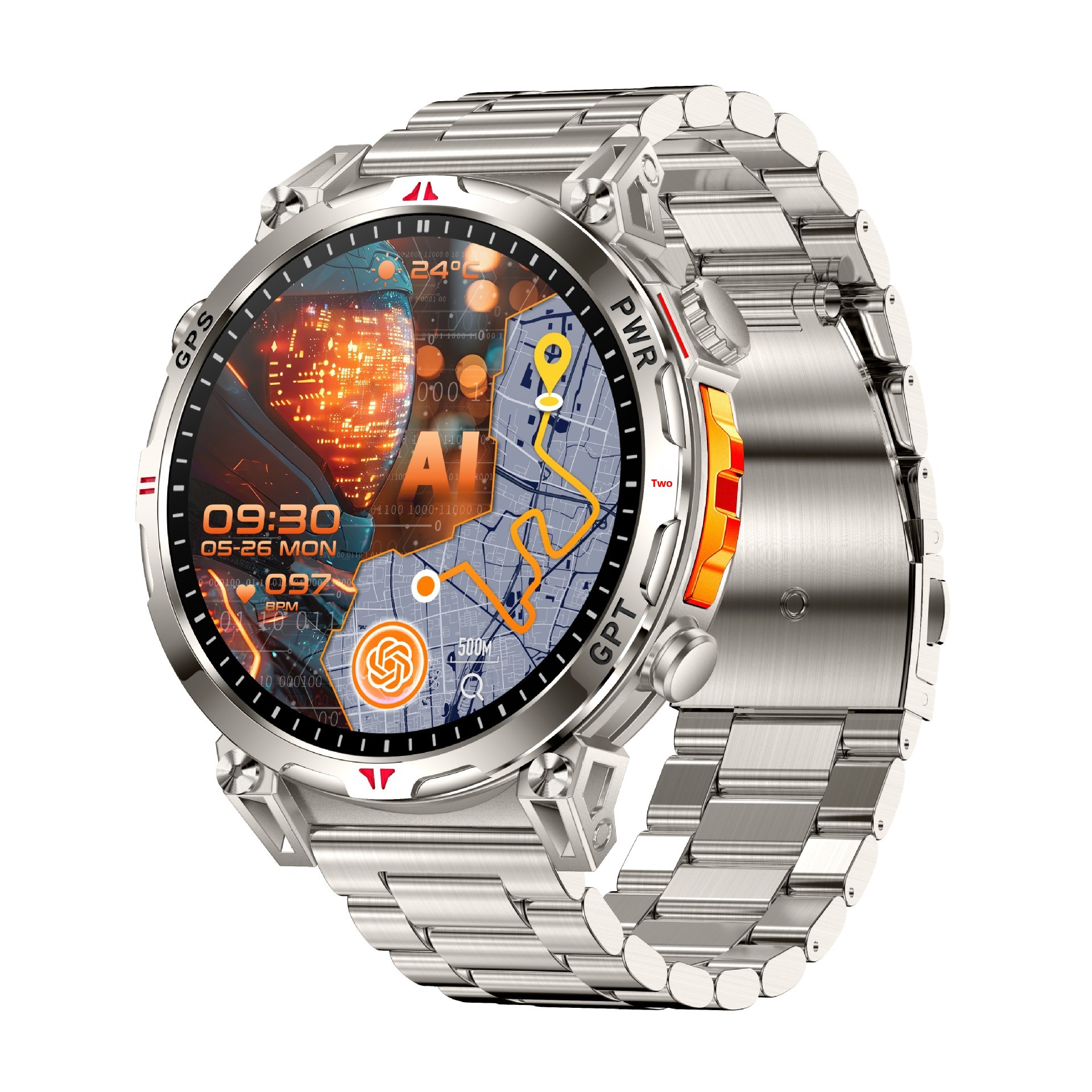 Smartwatch transfrontaliero KC93 con rilevamento della frequenza cardiaca, ossigenazione del sangue, bussola, impermeabile, chiamate Bluetooth e posizionamento GPS._voghion.com
