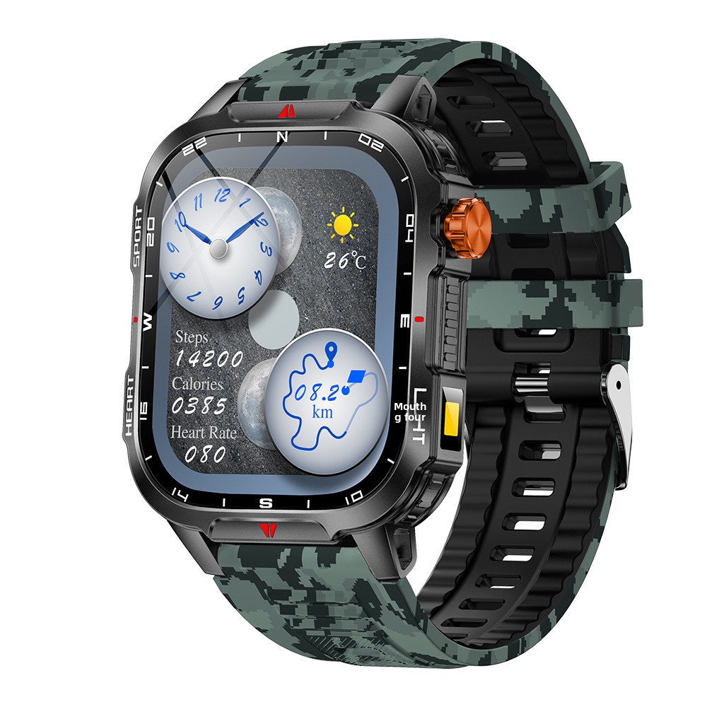 Montre connectée étanche avec batterie haute capacité de 1100 mA, podomètre, fréquence cardiaque et fonction Bluetooth, idéale pour le sport et les appels._voghion.com