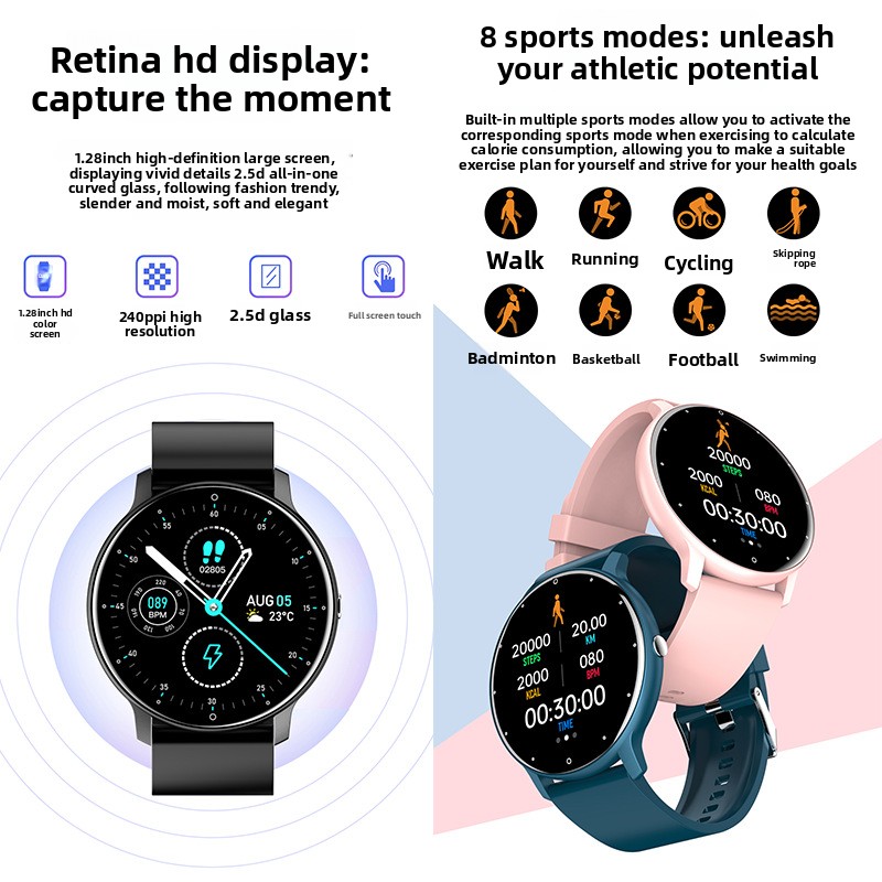 Smartwatch Mit Rundem Display Herzfrequenz Schlaf Und Sportmodus_voghion.com