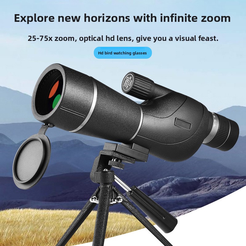 New 25-75X60 Wine Red Film High Magnification HD Birdwatching Binoculars Low Light Night Vision Zoom Monocular With_voghion.com