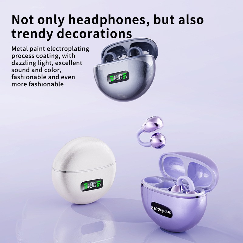Wireless Air Bone Conduction Ear-clip Bluetooth Headphones Anc_voghion.com
