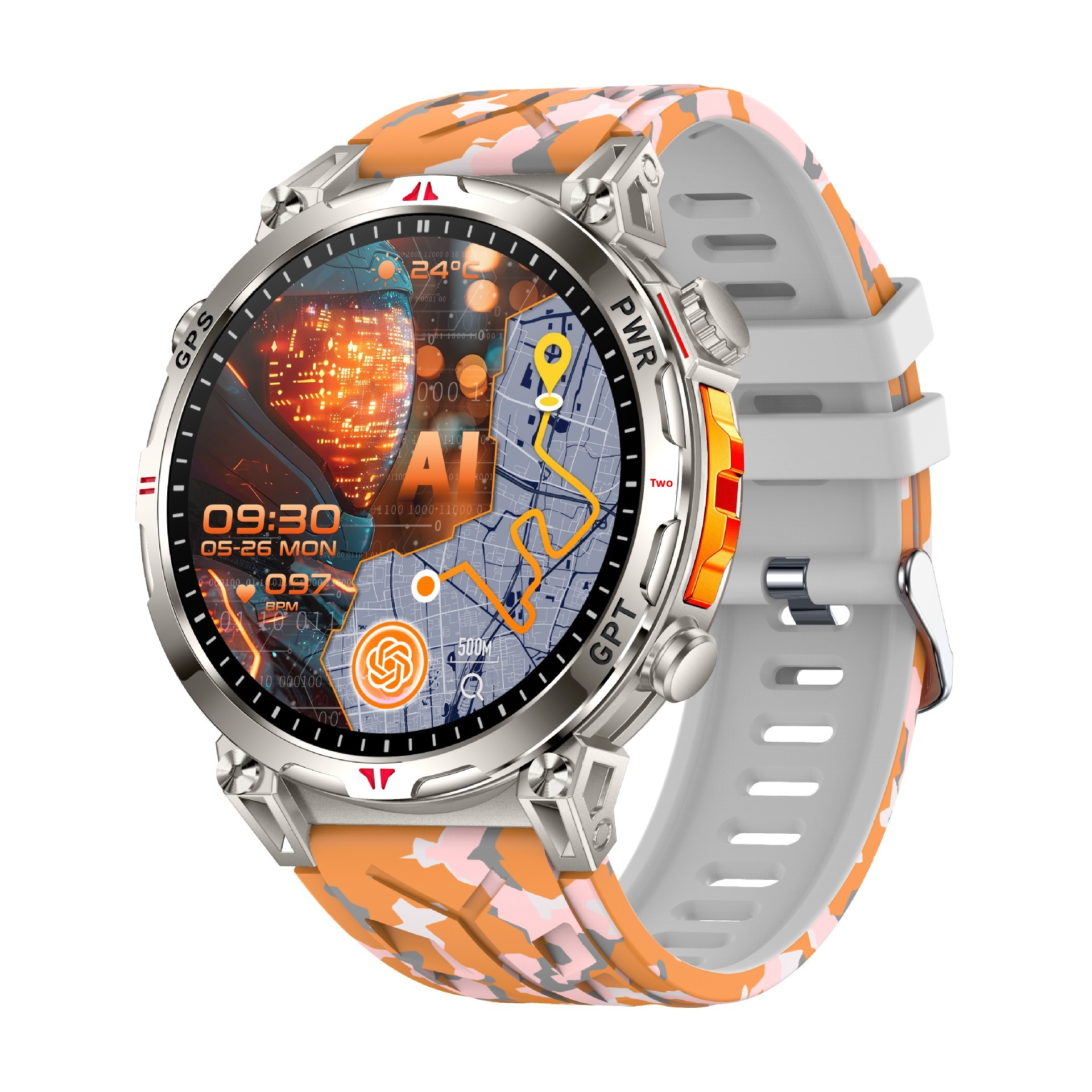 Smartwatch transfrontaliero KC93 con rilevamento della frequenza cardiaca, ossigenazione del sangue, bussola, impermeabile, chiamate Bluetooth e posizionamento GPS._voghion.com