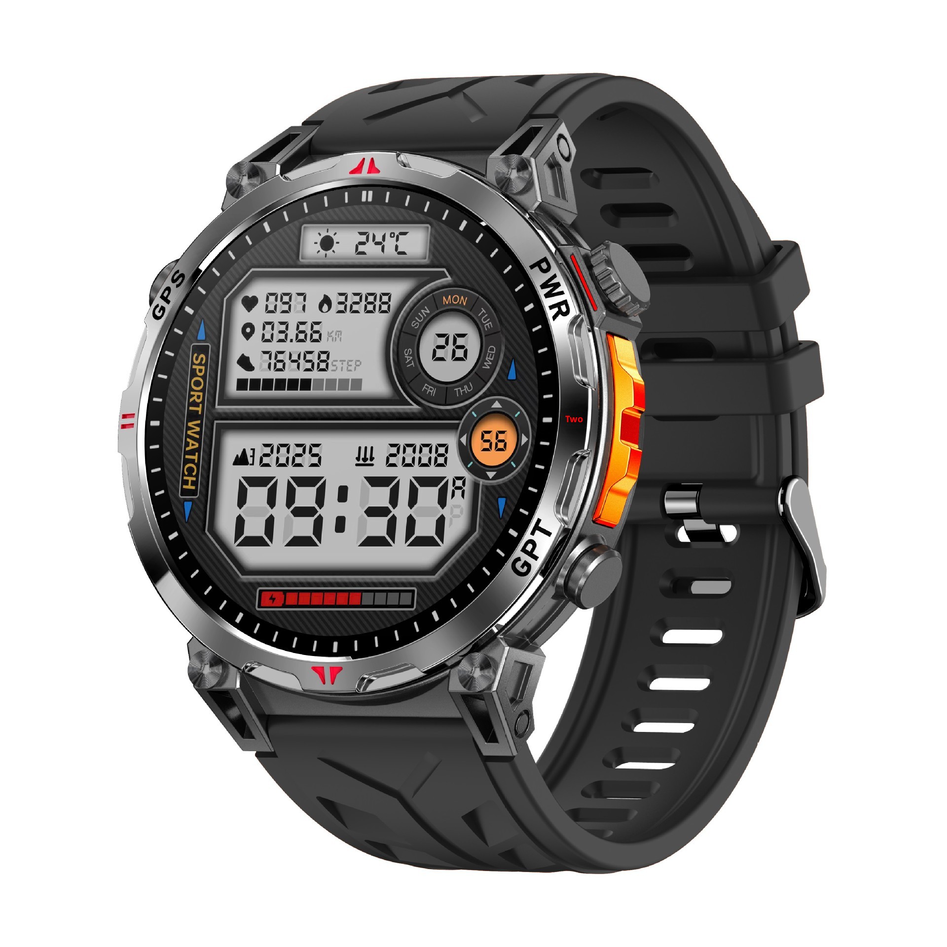 Smartwatch transfrontaliero KC93 con rilevamento della frequenza cardiaca, ossigenazione del sangue, bussola, impermeabile, chiamate Bluetooth e posizionamento GPS._voghion.com