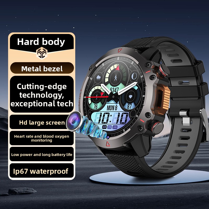 Novo relógio redondo 5G com conectividade total, Android, pedômetro, monitor de frequência cardíaca, GPS e entrada para cartão de memória._voghion.com