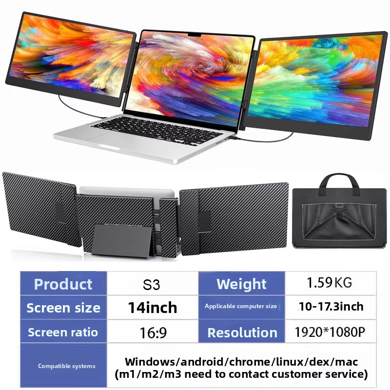 Factory Direct Sales 15.6-inch Single-screen, Dual-screen, Triple-screen Connection Laptop Screen, Conveniently Foldable_voghion.com