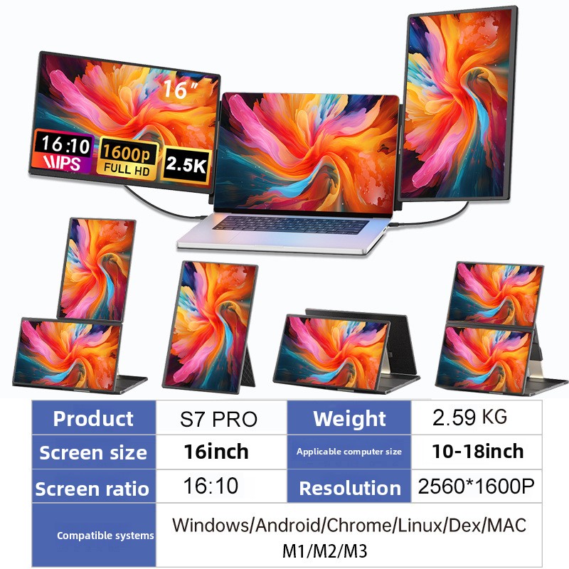 Factory Direct Sales 15.6-inch Single-screen, Dual-screen, Triple-screen Connection Laptop Screen, Conveniently Foldable_voghion.com