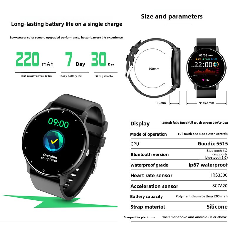 Smartwatch Mit Rundem Display Herzfrequenz Schlaf Und Sportmodus_voghion.com