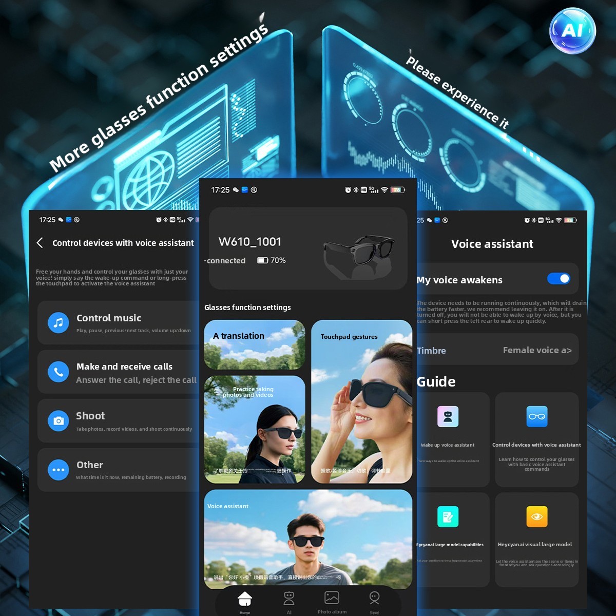 Smart Glasses W610 Ai Translation 800w Camera With Wifi & Audio_voghion.com