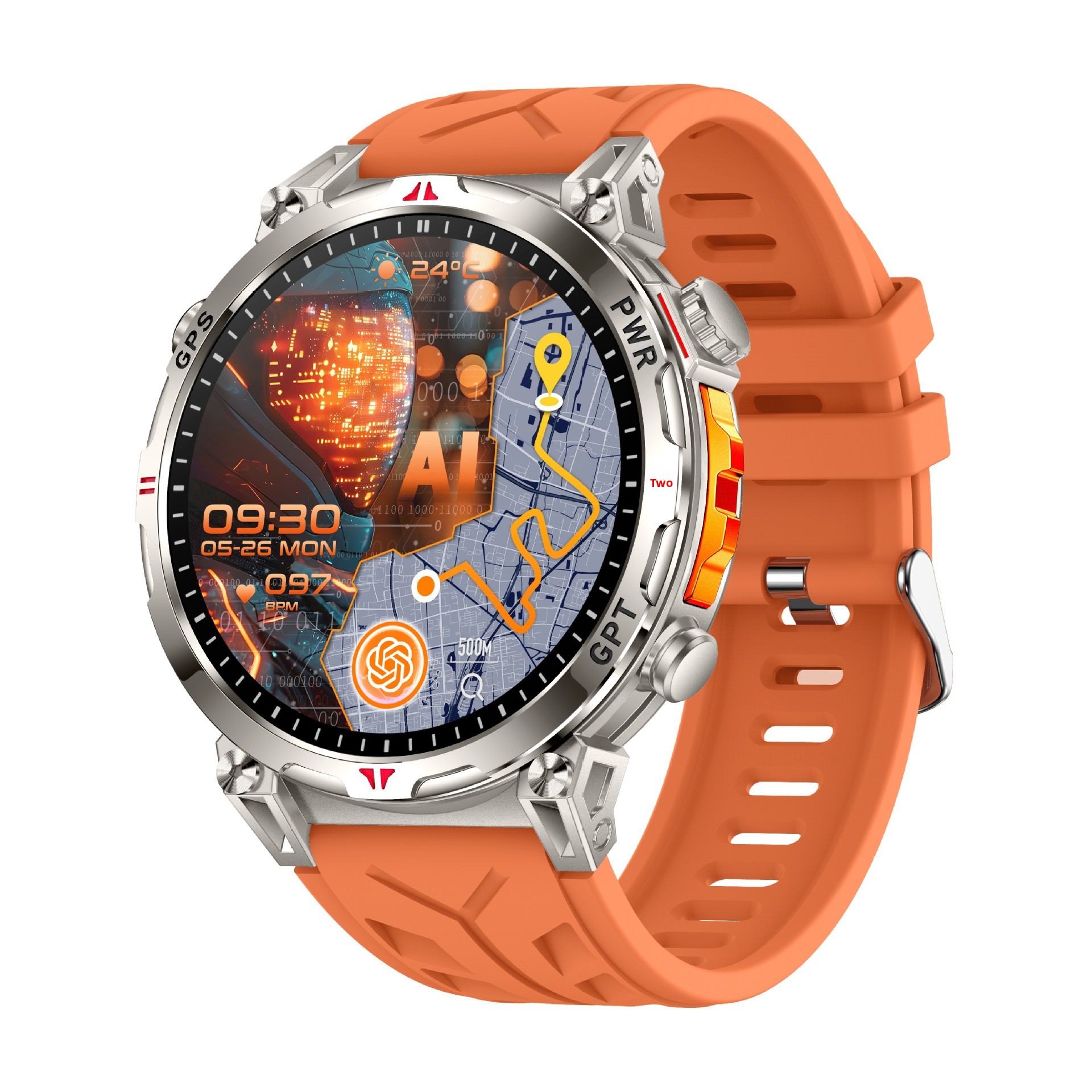 Smartwatch transfrontaliero KC93 con rilevamento della frequenza cardiaca, ossigenazione del sangue, bussola, impermeabile, chiamate Bluetooth e posizionamento GPS._voghion.com