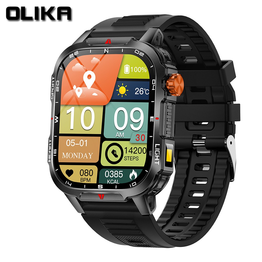 Montre connectée étanche avec batterie haute capacité de 1100 mA, podomètre, fréquence cardiaque et fonction Bluetooth, idéale pour le sport et les appels._voghion.com